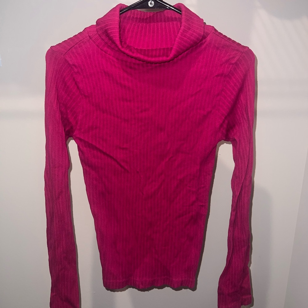 One Size Fit In Pink Long Sleeve Turtleneck